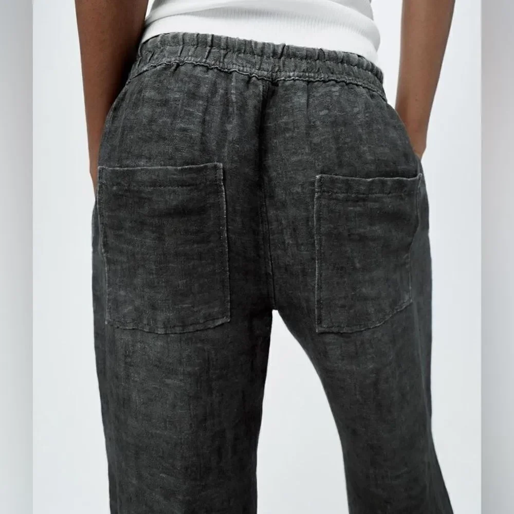 ZARA ZW COLLECTION LINEN BLEND JOGGER PANTS